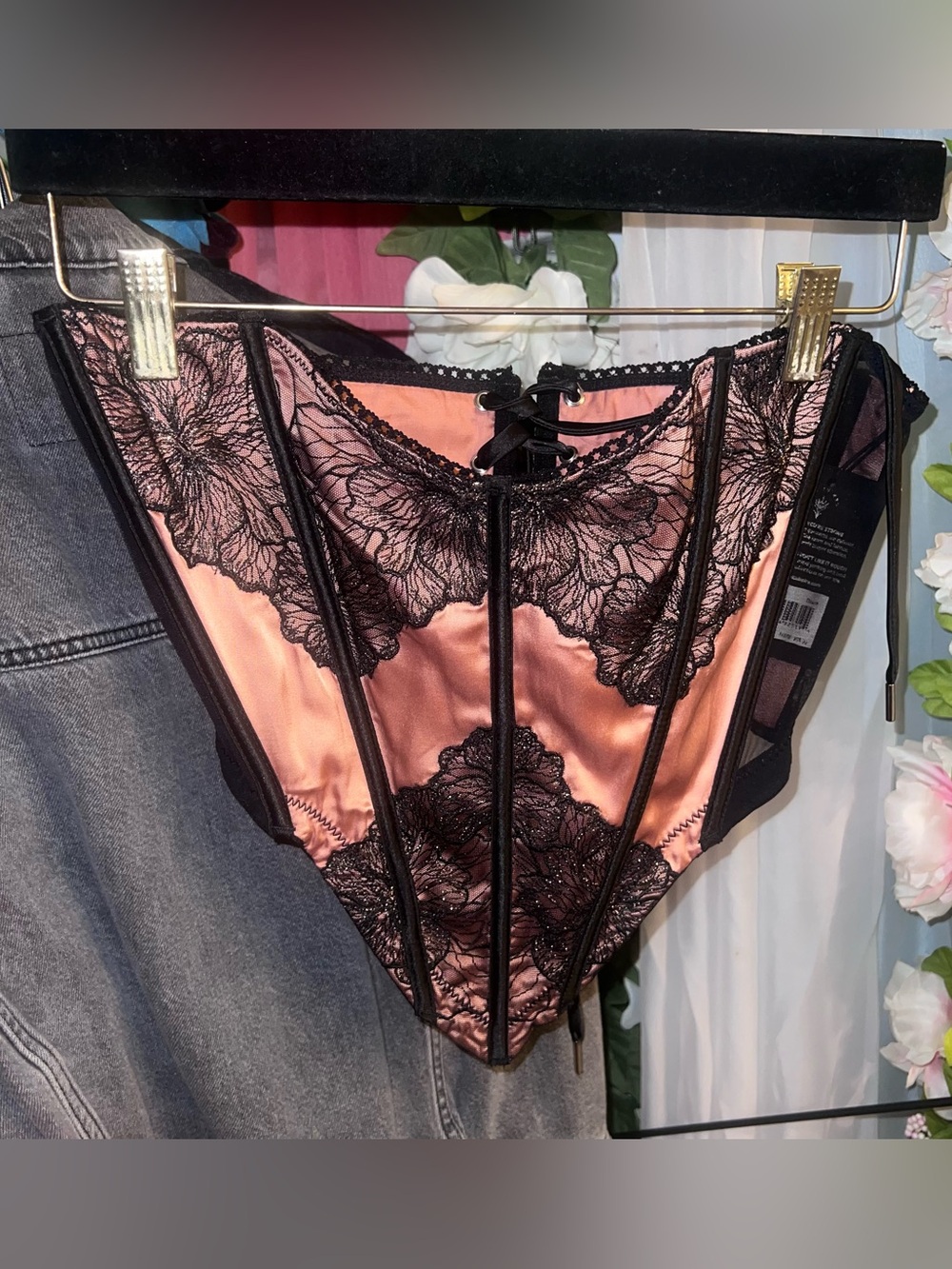 Thistle and Spire Black and Peach Corset